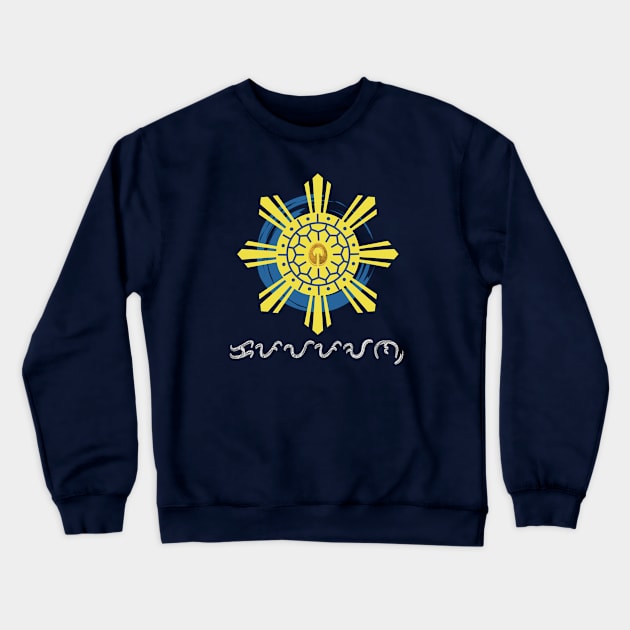 Philippine Sun with Ling-ling-O Amulet / Baybayin word Kapayapaan (Peace) Crewneck Sweatshirt by Pirma Pinas